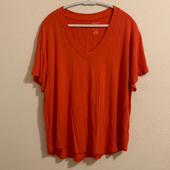 American Eagle outfitters soft & sexy size xl orange short sleeve v-neck t-shirt - Picture 1 of 2